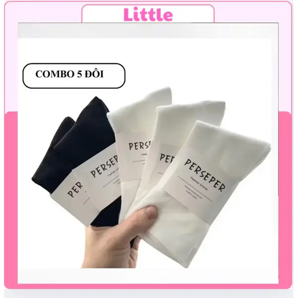 Sét 5 Đôi Tất Vớ Cổ Cao Nữ Phong Cách Hàn Quốc chất Liệu Cotton
